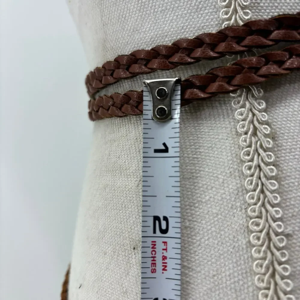 Womens Skinny Brown Belts Lot of 2 Casual Fashion Braided Weaved